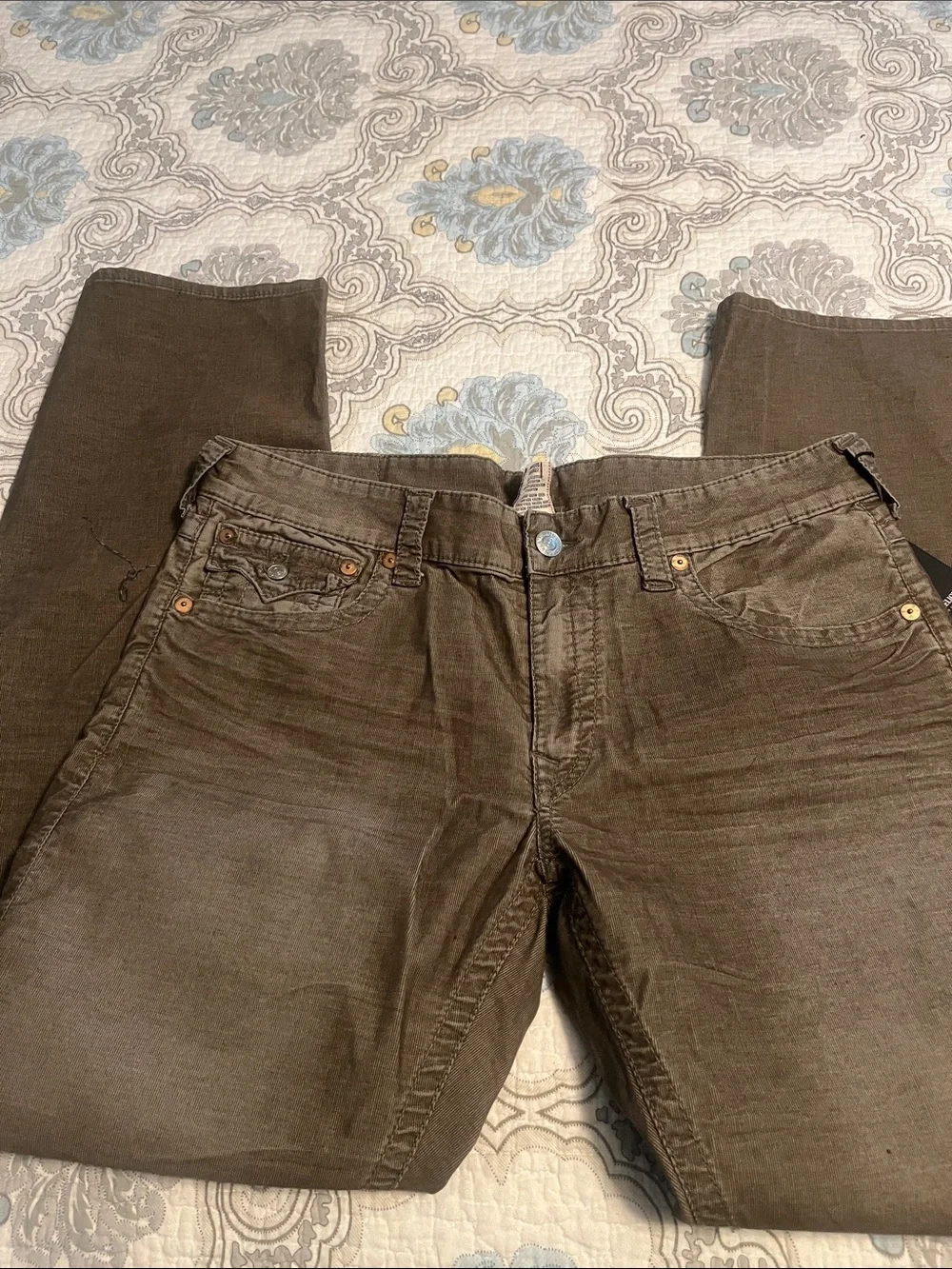 True Religion Men’s Olive Brown Slim Straight Jeans